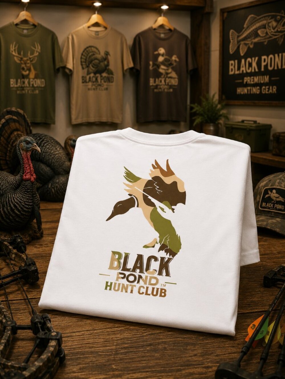 Black Pond Duck Hunt Club T-shirt White Unisex